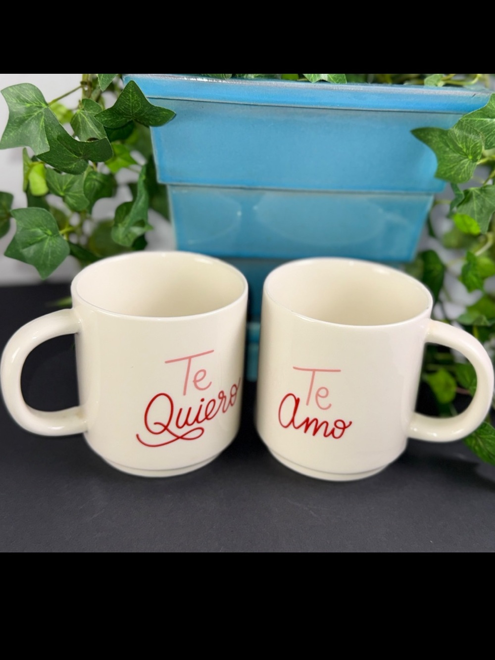 2 Opal House Mugs Te Quiero Te Amo Stoneware Coffee Tea Cup Target Love Pair